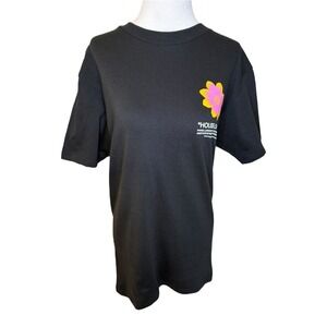 NEW OBEY Graphic Tee Flower Print Short Sleeve Casual Top Black T-Shirt Small‎